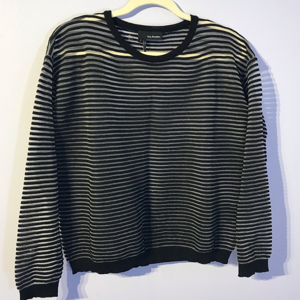 The KOOPLES Mesh Black Stripe Blouse Small